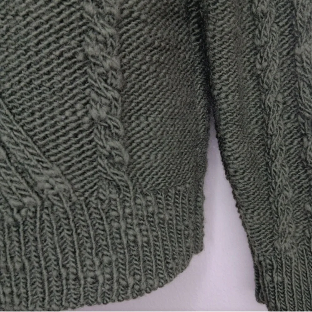 ISABEL MARANT Women's XL Sweater Lambs Wool Cable Knit Chunky Green Sweater - Picture 3 of 3
